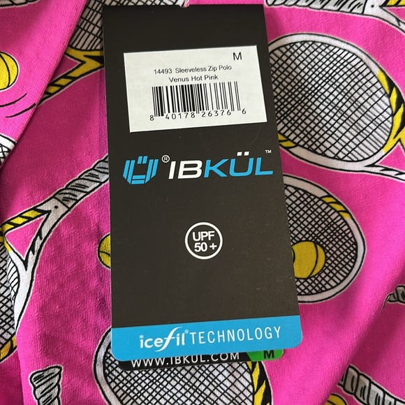 IBKUL Venus Print Sleeveless Polo Shirt Tennis BRAND NEW Hot PINK NWT - Picture 10 of 13